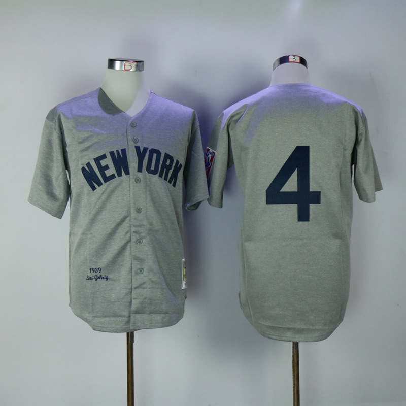 2017 MLB New York Yankees #4 Lou Gehrig grey 1939 Throwback Jerseys->new york yankees->MLB Jersey
